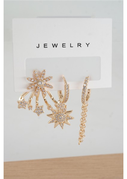 Kadın Vip Seri Anti Alerjenik 3'lü Küpe YSX0018