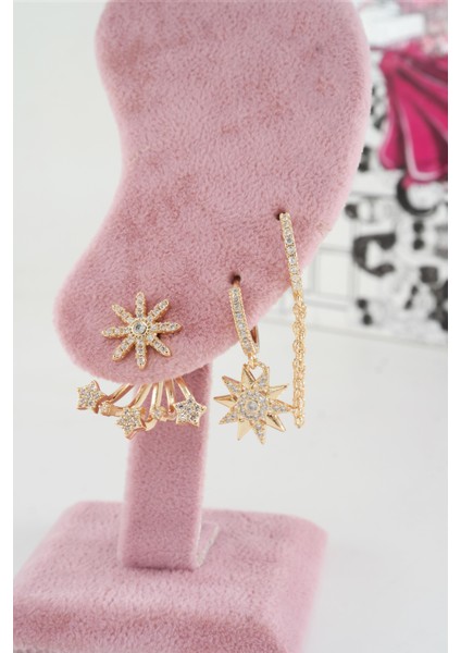 Kadın Vip Seri Anti Alerjenik 3'lü Küpe YSX0018 fiyatları