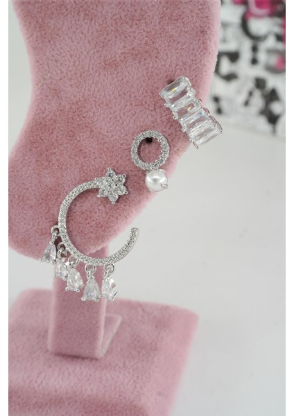 Kadın Vip Seri Anti Alerjenik 3'lü Küpe YSX0020 fiyatları