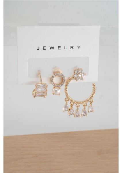 Kadın Vip Seri Anti Alerjenik 3'lü Küpe YSX0021