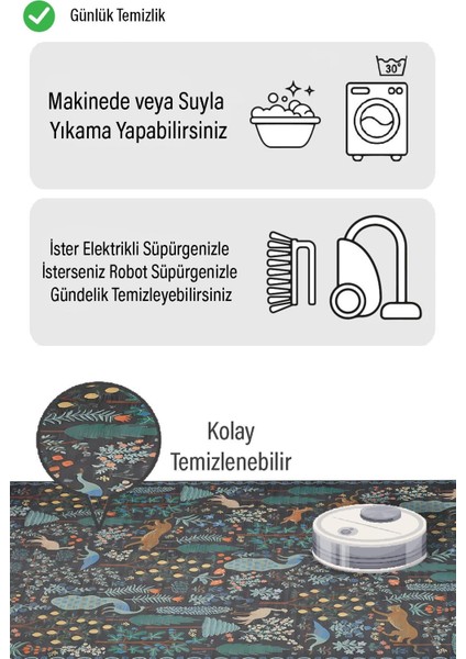 Koyu Tonlu Doğa Desen Dijital Baskılı Zenit Kilim modelleri