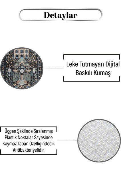 Siyah Üstüne Ev ve Doğa Desen Dijital Baskılı Zenit Kilim