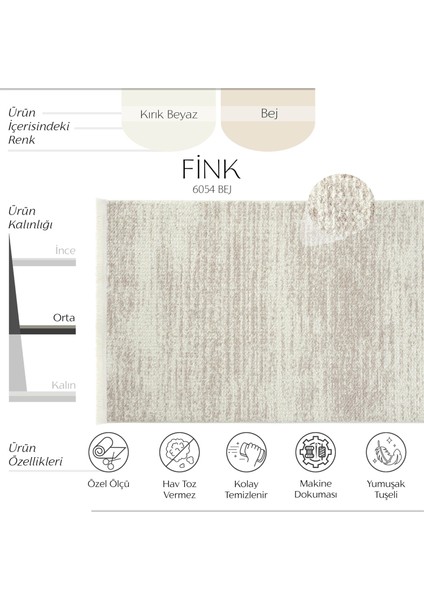 Fink 6054 Bej Halı Bukle Salon Halısı Oturma Odası Halısı Kesme Halı Yolluk Dokuma Koridor Halısı
