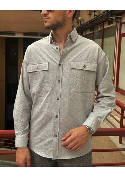 Erkek, Regular-Fit, Dokulu Kumaş, Cep Kapaklı Gömlek 24INPG08 fiyatları