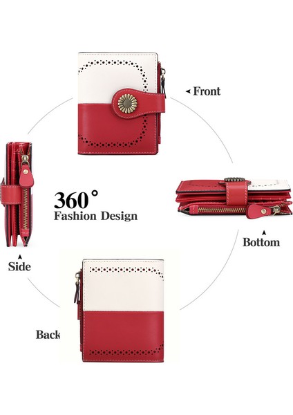 Kadınlar Için Hakiki Deri Cüzdan Kısa Moda Renk Eşleştirme Çantalar Kart Tutucu Zip Bozuk Para Çantaları Kadın Çantası Kadın Cüzdan (Yurt Dışından)
