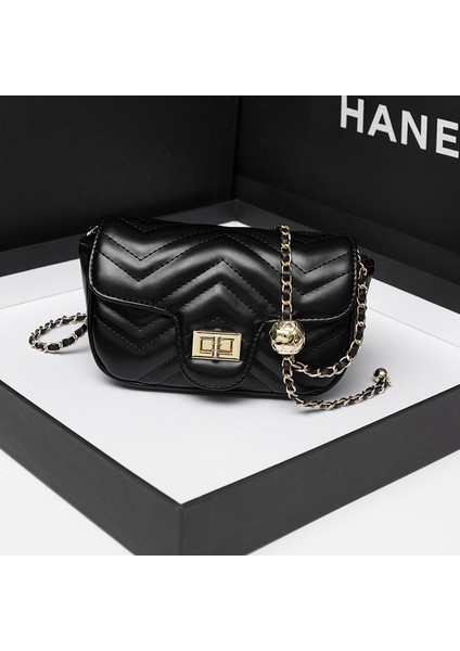 Kadın Çantası Yeni Moda Rahat Yüksek Dereceli Duygu Damalı Elmas Nakış Zinciri Bir Omuz Küçük Kare Çanta Crossbody Çanta (Yurt Dışından)