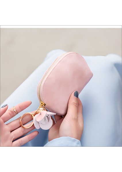 Petal Püskül Kolye Mini Bozuk Para Cüzdanı Pu Parlak Izgara Küçük Cüzdan Kadın Küçük Bozuk Para Cüzdanı Yaratıcı Kart Paketi (Yurt Dışından)