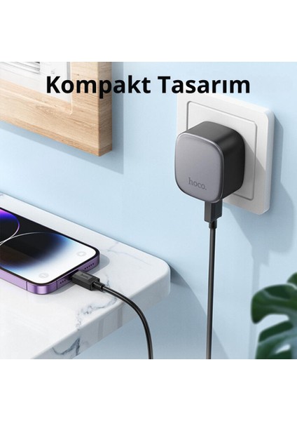 Hc 10.5W 2x USB Şarj Başlığı ve 1mt iPhone Lightning Kablolu Hızlı Şarj Adaptör Seti, Isı ve Akım Korumalı Şarj Aleti