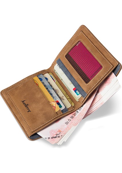 Erkekler Kısa Bifold Suni Deri Masculina Kredi Kımlık Kartı Tutucu Cüzdan Billfold Çanta Debriyaj Katı Hombre Iş Ince (Yurt Dışından)