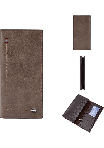 Moda Erkek Uzun Cep Telefonu Çantası Iş Pu Çok Fonksiyonlu Yüksek Kapasiteli Fermuar Cüzdan (Yurt Dışından)