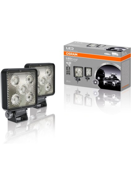 12V-24V Çalışma Lambası Kare 8W 6000K 550 Lümen (5 Ledli) (43 mt Mesafe) (73*73/97 Mm) (2 Ad)