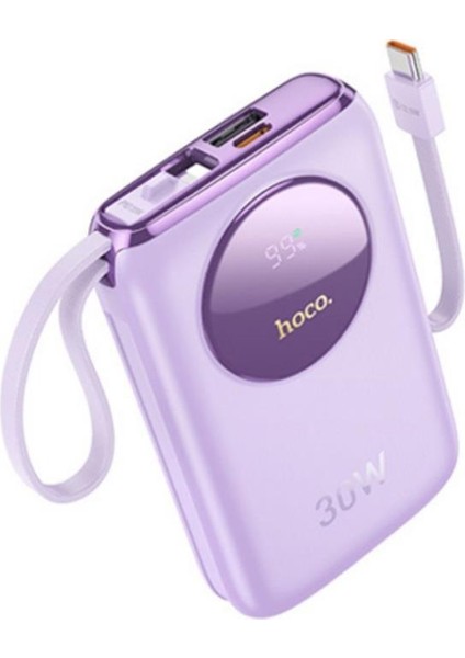 Dijital Göstergeli Dahili Type-C Kablolu ve Iphone Kablolu 30W 10000 Mah Powerbank Şarj Cihazı