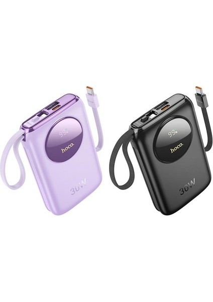 Dijital Göstergeli Dahili Type-C Kablolu ve Iphone Kablolu 30W 10000 Mah Powerbank Şarj Cihazı modelleri