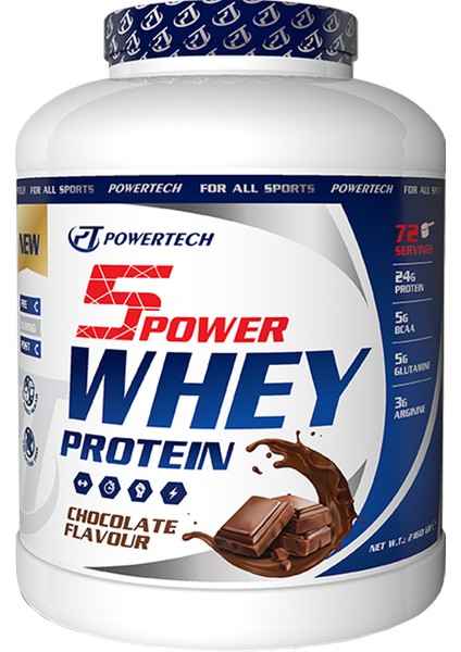 Powertech Nutrition 5power Whey Protein Tozu Çikolata Aromalı 2160 gr 72 Servis