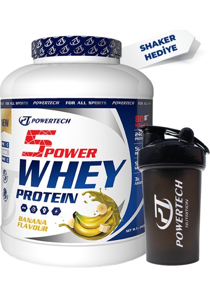 Powertech Nutrition Volumetech Whey Protein Muz Aromalı Protein Tozu 2400 gr 60 Servis