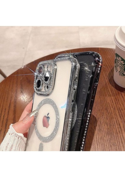 Aplle Iphone 13 Kılıf Tam Kamera Korumalı Kenarları Swarovski Taşlı Parıltılı Simli Parlak Magsafe modelleri