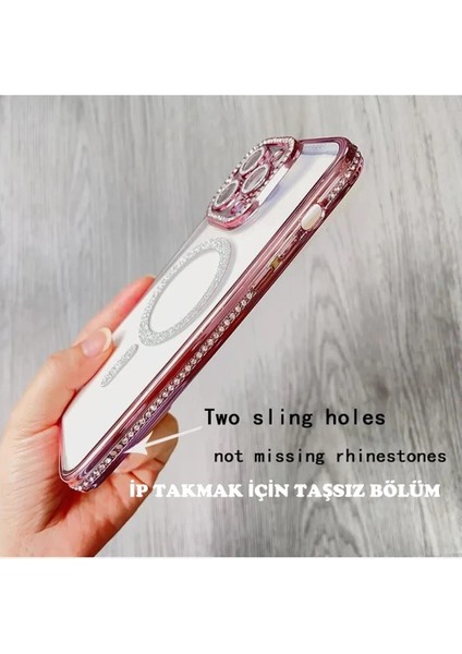 Apple Iphone 11 Kılıf Tam Kamera Korumalı Kenarları Swarovski Taşlı Parıltılı Simli Parlak Magsafe fiyatları