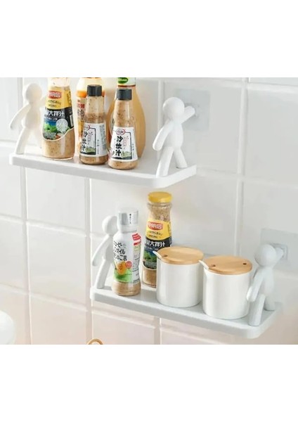 Yapışkanlı Çok Amaçlı Raf Banyo ve Mutfak Tarz Baharatlık Rafı, Duvara Monte Organizer Düzenleyici, Rambo Raf