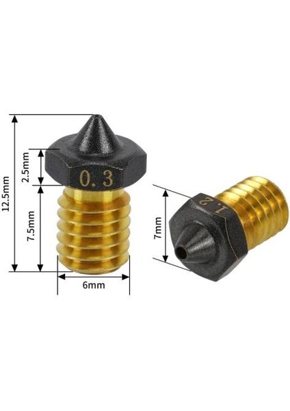 High Speed 0.6mm E3D V5/v6 Teflon Kaplı Cht Nozzle