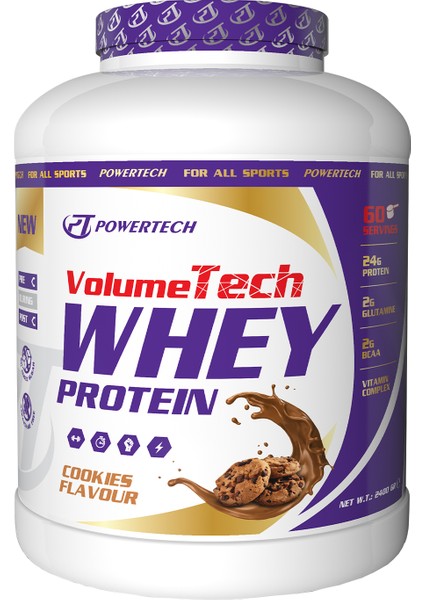 Powertech Nutrition Volumetech Whey Protein Kurabiye Aromalı Protein Tozu 2400 gr 60 Servis