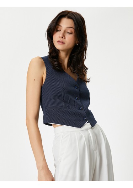 Yelek V Yaka Düğmeli Fleto Cepli fiyatları