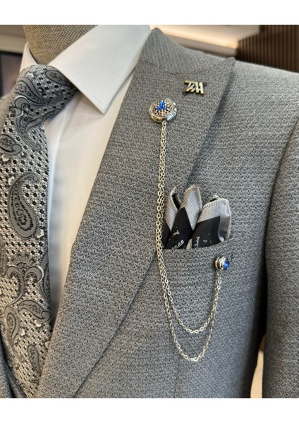 İtalyan stil slim fit ceket yelek pantolon takım elbise gri T10332 modelleri