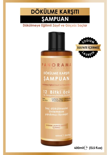 Panorama Professional Şampuan 400 Ml /Biotin Caffein Niacin (Vitamin B3) Zinc PcaProvitamin B5 (Panthenol) VEGAN - SÜLFATSIZ