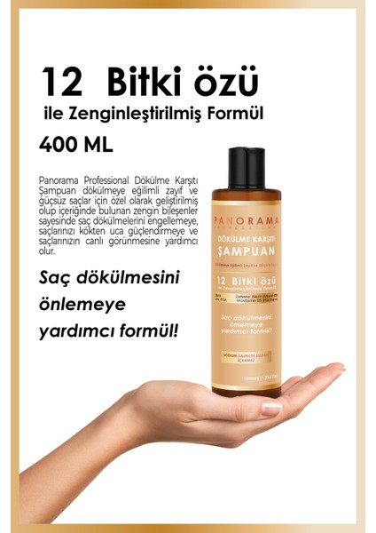 Panorama Professional Şampuan 400 Ml /Biotin Caffein Niacin (Vitamin B3) Zinc PcaProvitamin B5 (Panthenol) VEGAN - SÜLFATSIZ