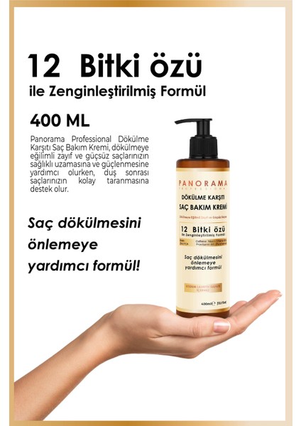 Panorama Professional Saç Kremi 400 Ml/Biotin Caffein Niacin (Vitamin B3) Zinc PcaProvitamin B5 (Panthenol)- VEGAN - SÜLFATSIZ