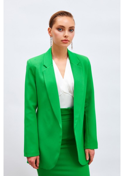Klasik Yaka Uzun Ceket - Koyu Yeşil fiyatları