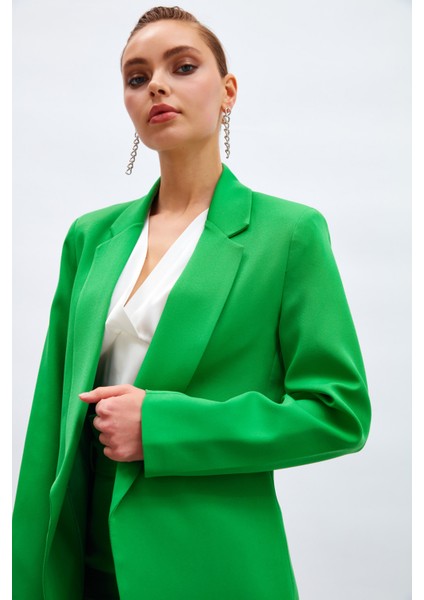 Klasik Yaka Uzun Ceket - Koyu Yeşil fırsatları