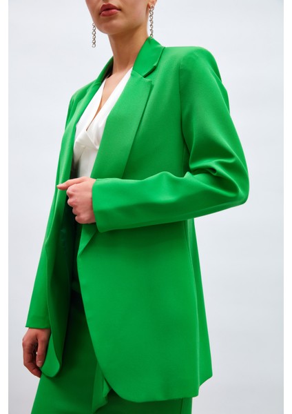 Klasik Yaka Uzun Ceket - Koyu Yeşil indirimleri