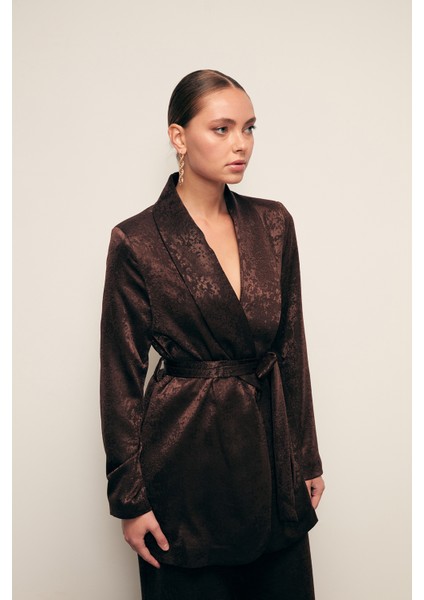 Kuşaklı Uzun Ceket - Kahve fırsatları