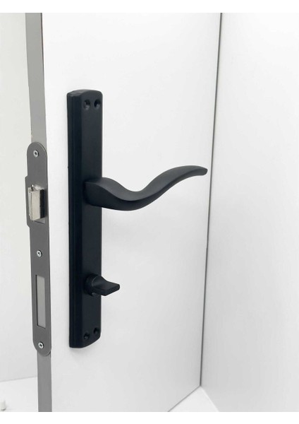 Trim Mat Siyah Lüx Aynalı Wc Banyo Kapı Kolu Sağ Basar 2 Takım