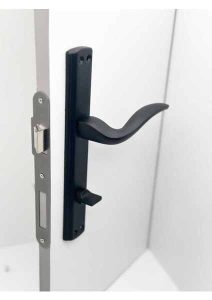 Trim Mat Siyah Lüx Aynalı Wc Banyo Kapı Kolu Sağ Basar 2 Takım