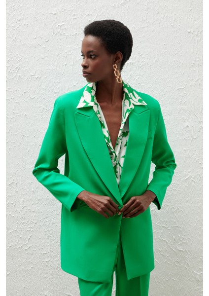 Tek Düğmeli Salaş Ceket - Yeşil fiyatları