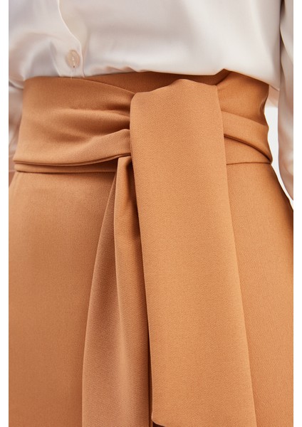 Kuşaklı Kalem Etek - Camel fırsatları