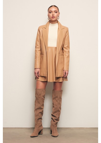 Mini Deri Etek - Camel modelleri