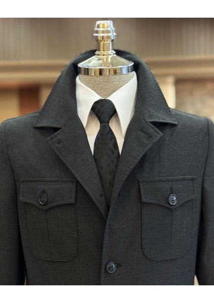 Italyan Stil Slim Fit Safari Ceket Pantolon Takım Elbise Antrasit T11959 fiyatları