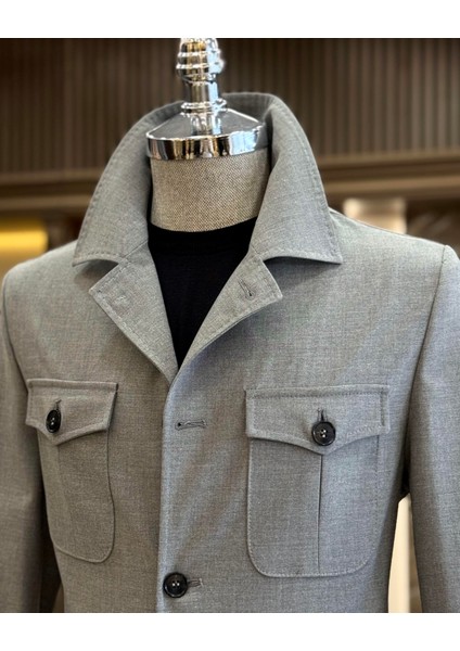 italyan stil slim fit safari ceket pantolon takım elbise gri T11960 fiyatları