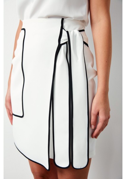 Detaylı Mini Etek - Ekru fırsatları