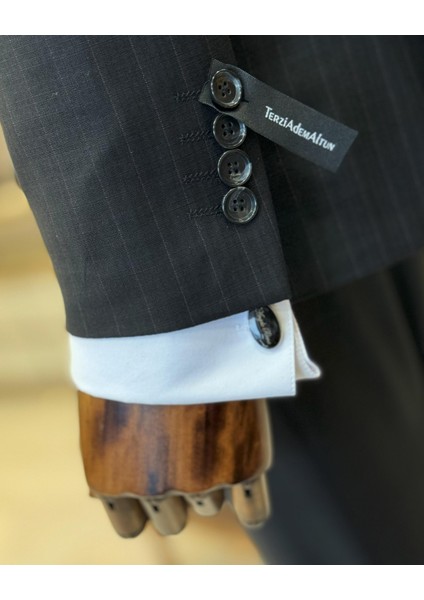 Italyan Stil Kruvaze Ekose Ceket Pantolon Erkek Takım Elbise Siyah T11126 indirimleri