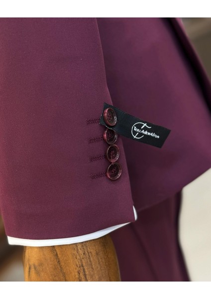 Italyan Stil Ceket Yelek Pantolon Takım Elbise Bordo T12004 indirimleri