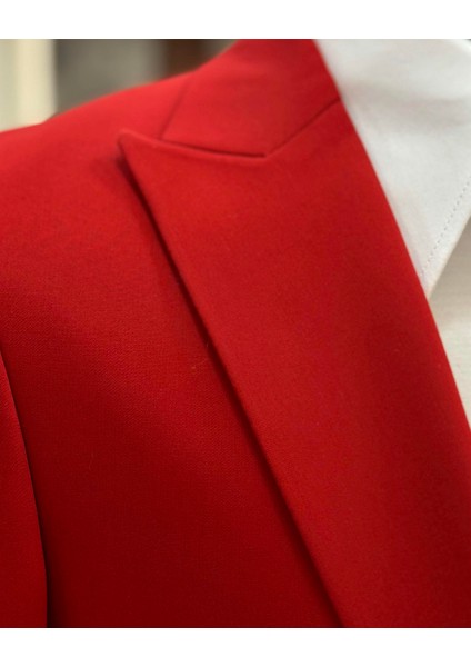 Italyan Stil Ceket Yelek Pantolon Takım Elbise Kırmızı T12017 modelleri