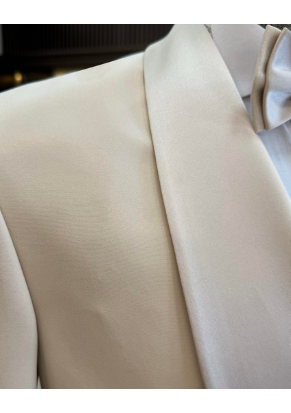 Italyan Kesim Slim Fit Şal Yaka Kruvaze Ceket Pantolon Damatlık Set Bej T11950 modelleri