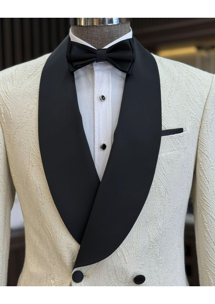 Italyan Stil Slim Fit Şal Yaka Kruvaze Ceket Pantolon Damatlık Set Bej T12026 fiyatları