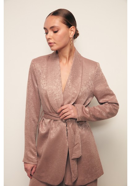 Kuşaklı Uzun Ceket - Vizon fırsatları