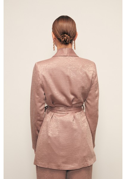 Kuşaklı Uzun Ceket - Vizon indirimleri