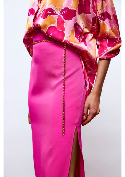 Zincir Kemerli Kalem Etek - Fuşya fırsatları