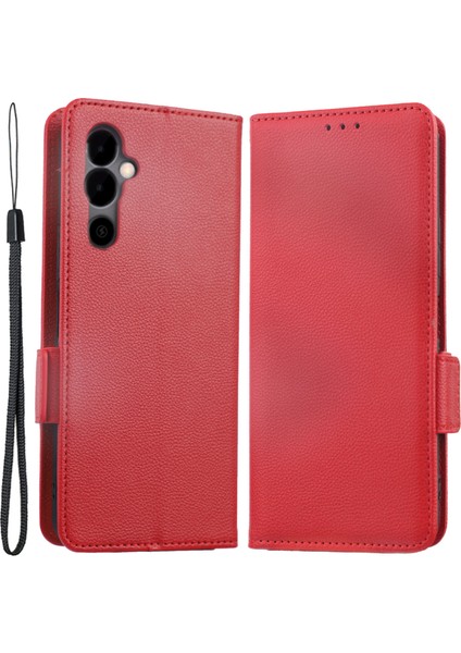 Tecno Pova Neo 2 Litchi Doku Cüzdan Pu Deri Darbeye Dayanıklı Flip Telefon Kılıfı ile Askı (Yurt Dışından)